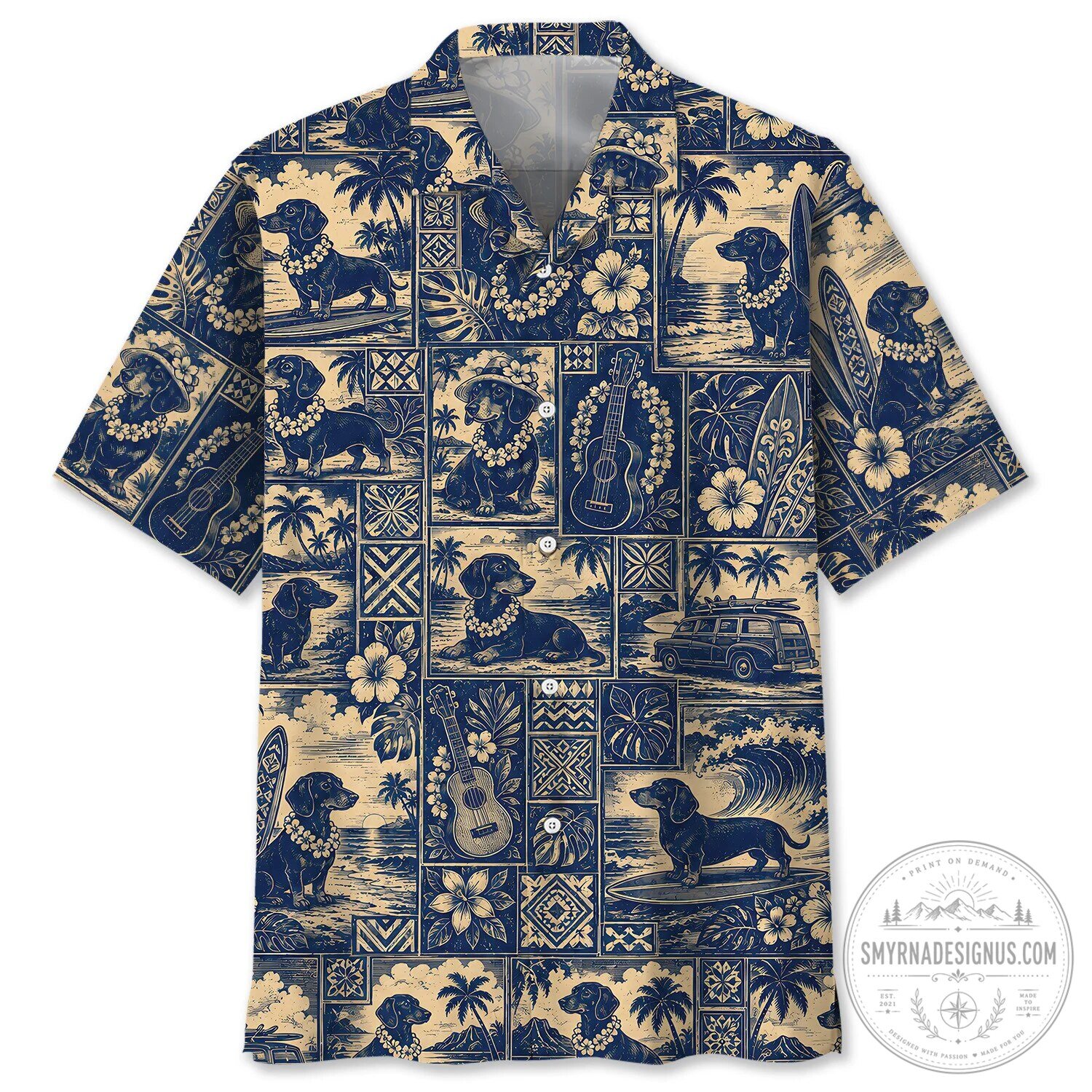 Dachshund Dog Tropical Beach Hawaiian Shirt for Men and Women