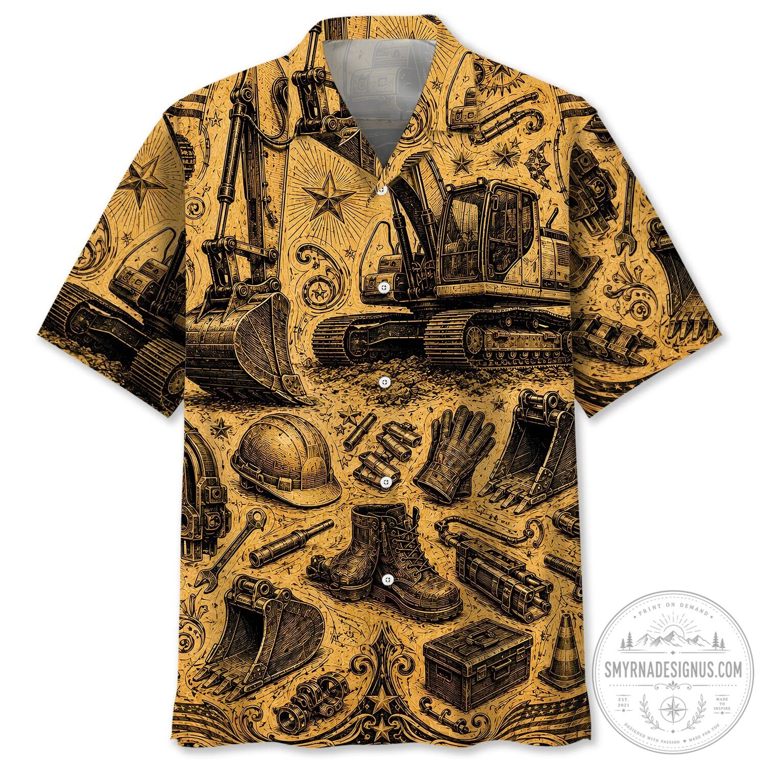 Excavator Operator Vintage Legend Art Hawaiian Shirt