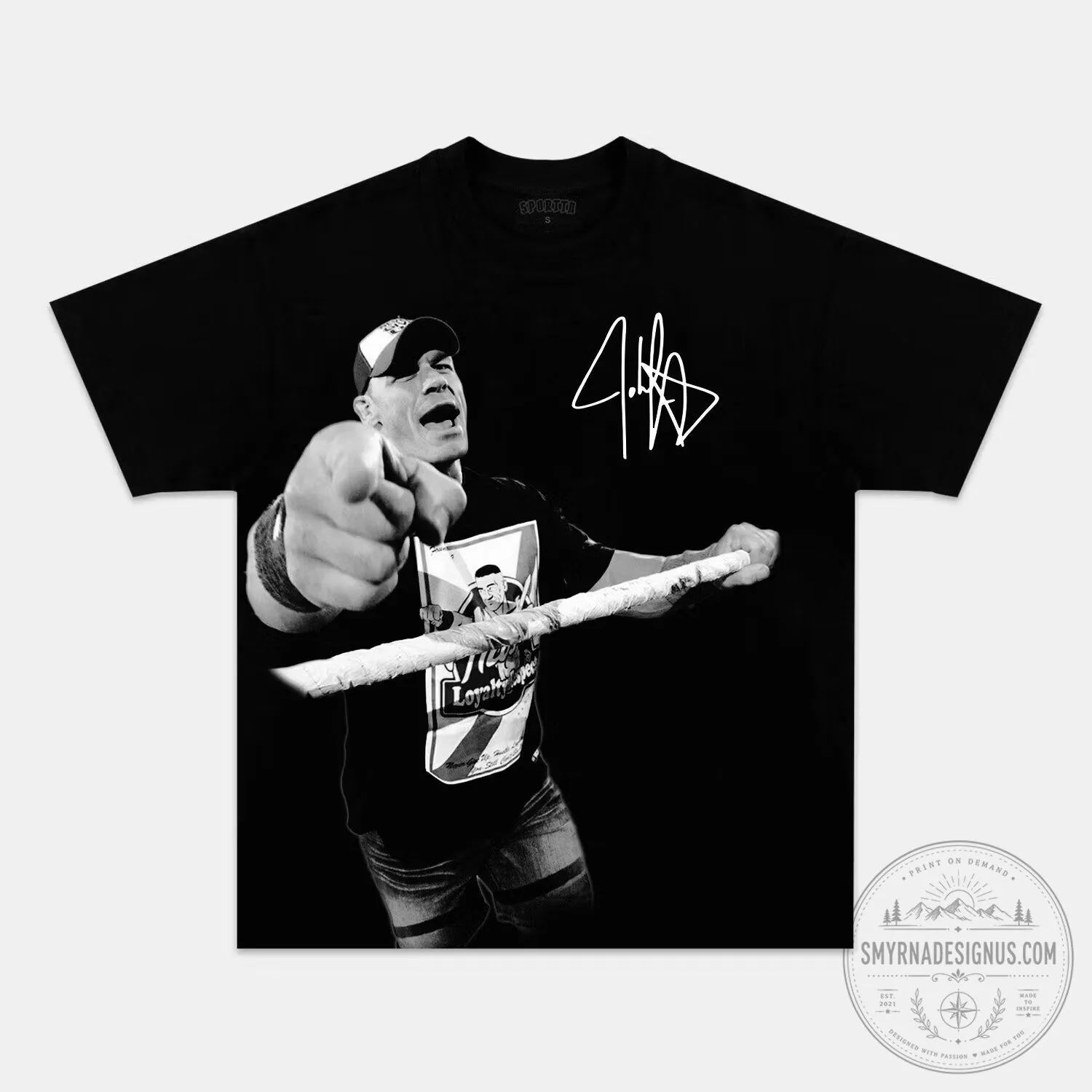 John Cena You Can't See Me Pose Black and White Graphic T-Shirt