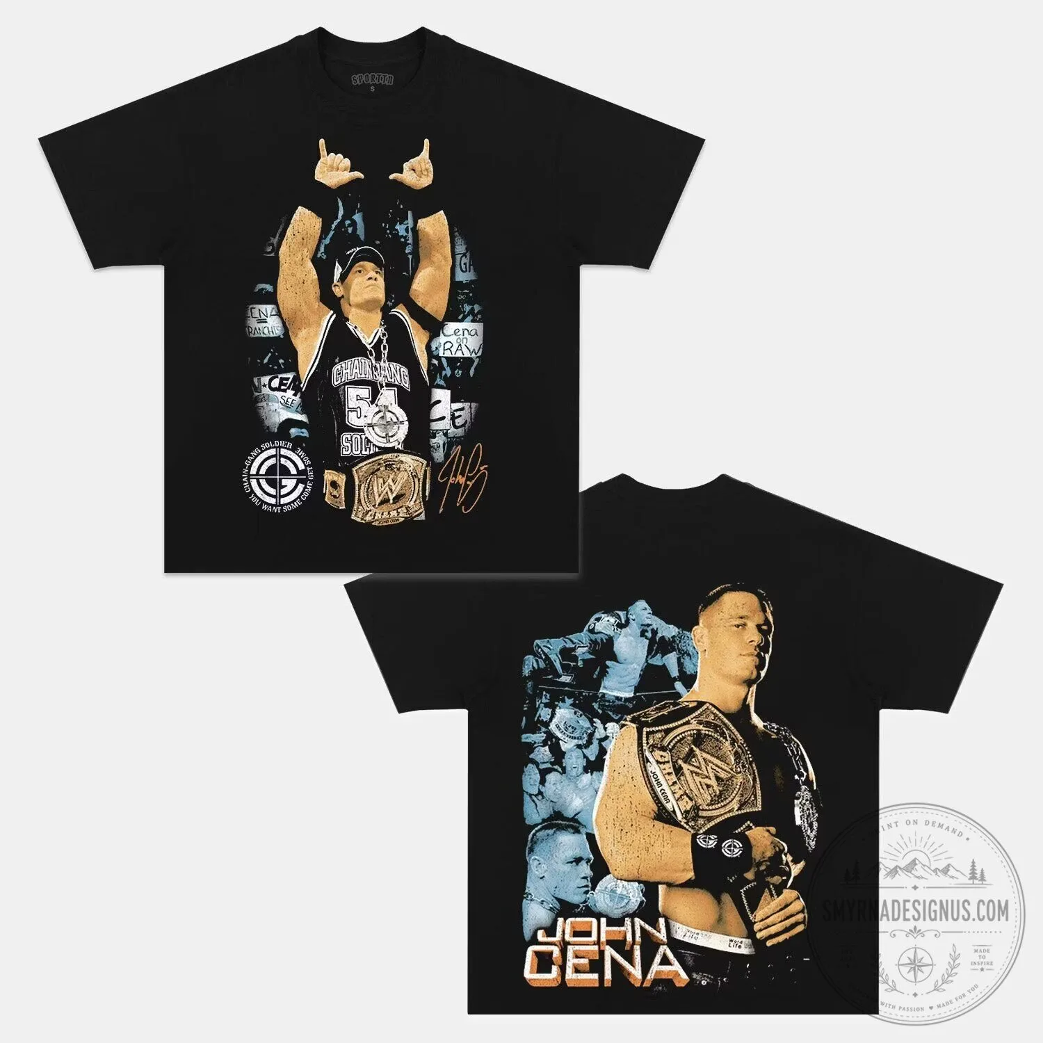 WWE Champion Graphic T-Shirt featuring John Cena in Black