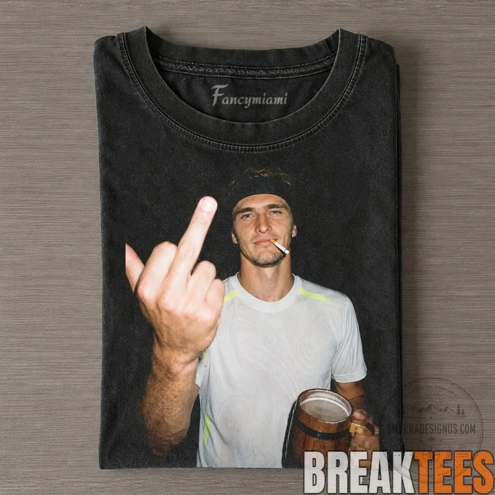 Alexander Zverev Middle Finger Smoking Drinking Tennis Player Black T-Shirt