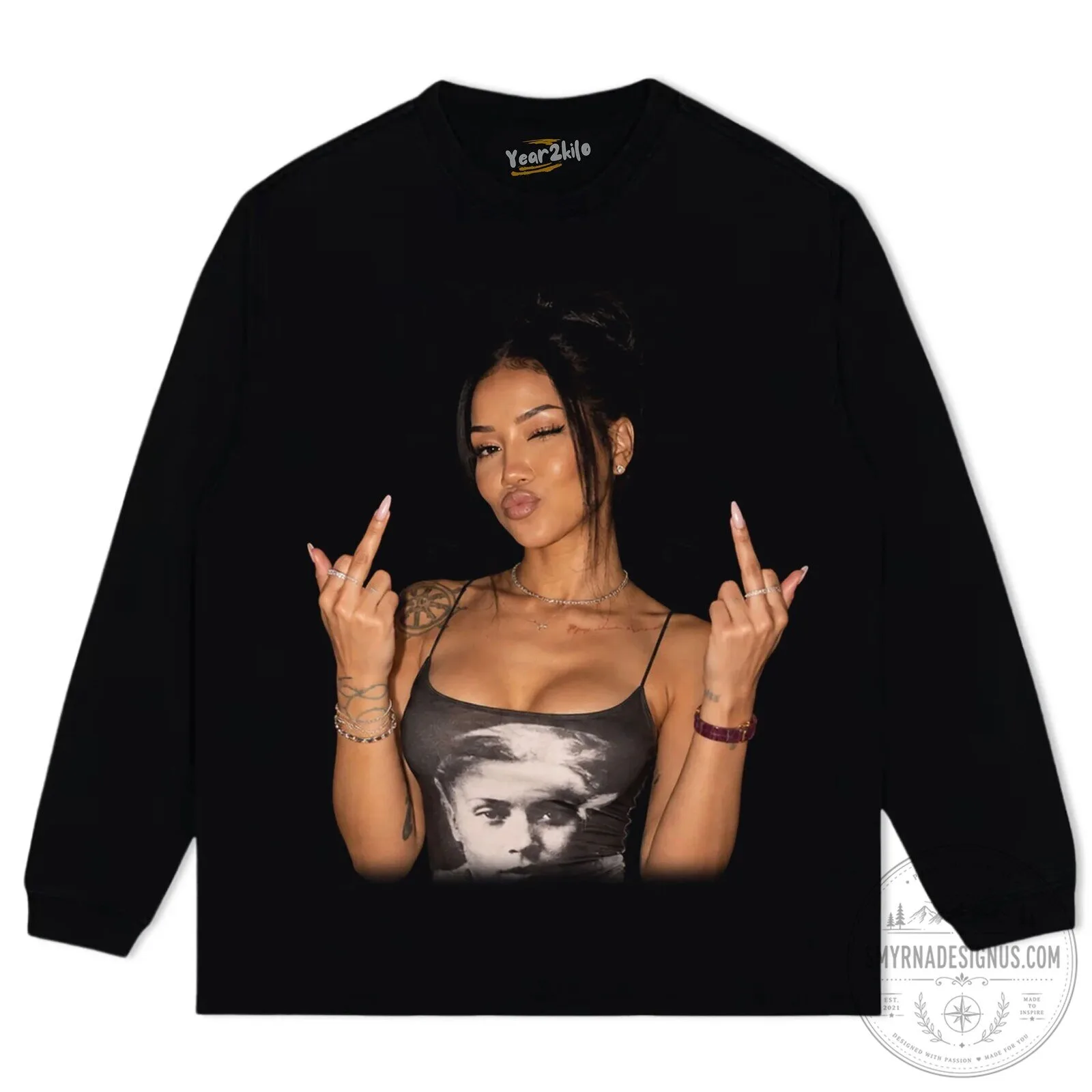Jhené Aiko Middle Finger Graphic Print Washed Black Oversized T-Shirt 13 Jhené Aiko Middle Finger Graphic Print Washed Black Oversized T-Shirt