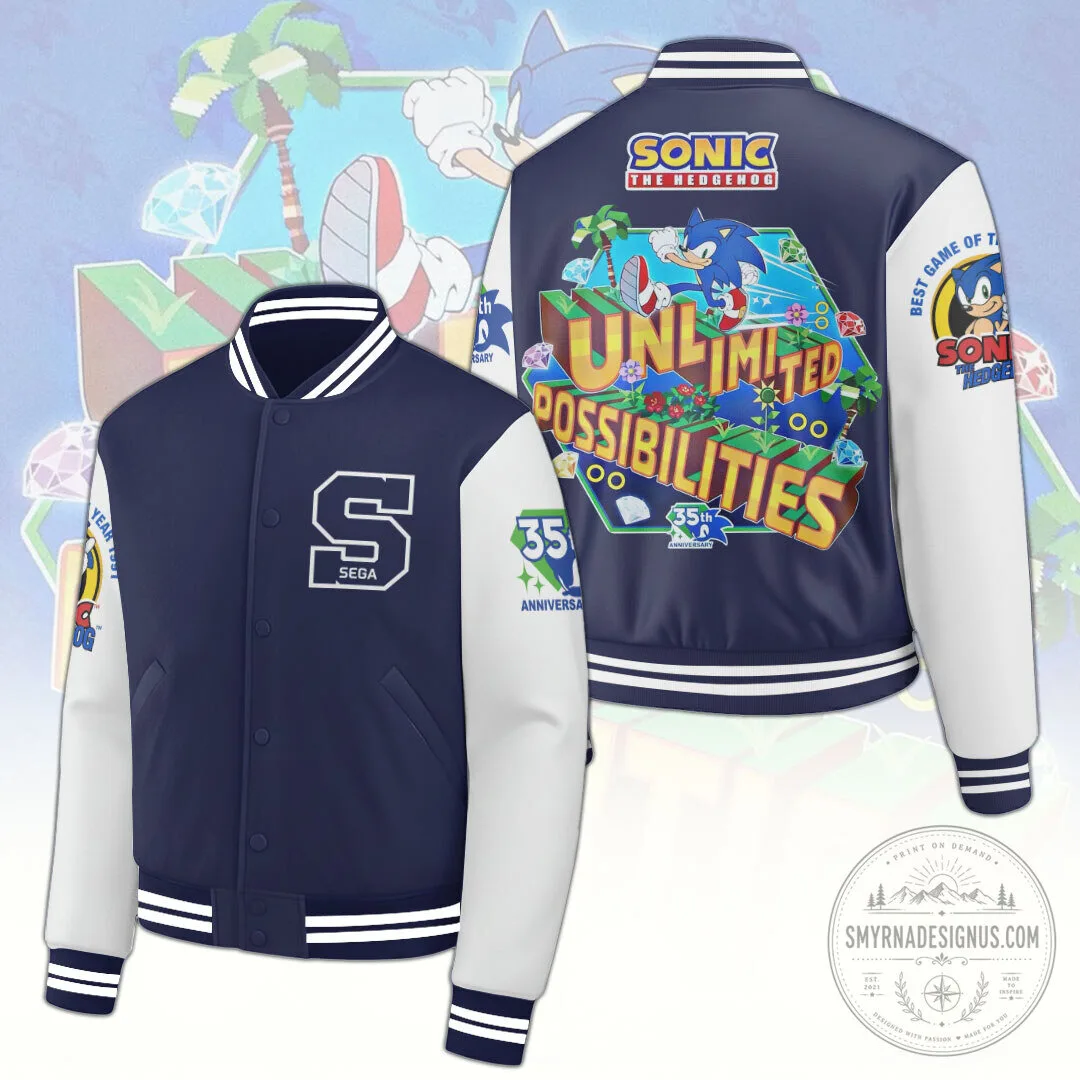 Sonic the Hedgehog 35th Anniversary Unlimited Possibilities Varsity Jacket