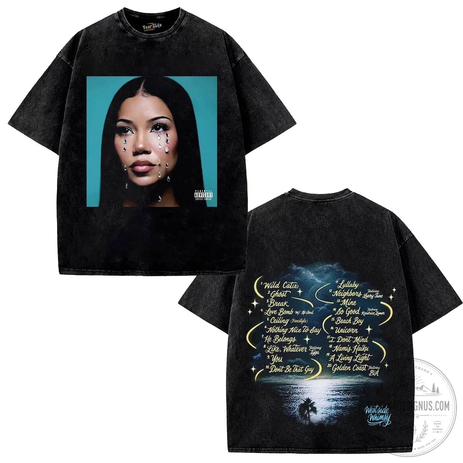 Jhene Aiko Chilombo Album Cover Art Black Washed T-Shirt