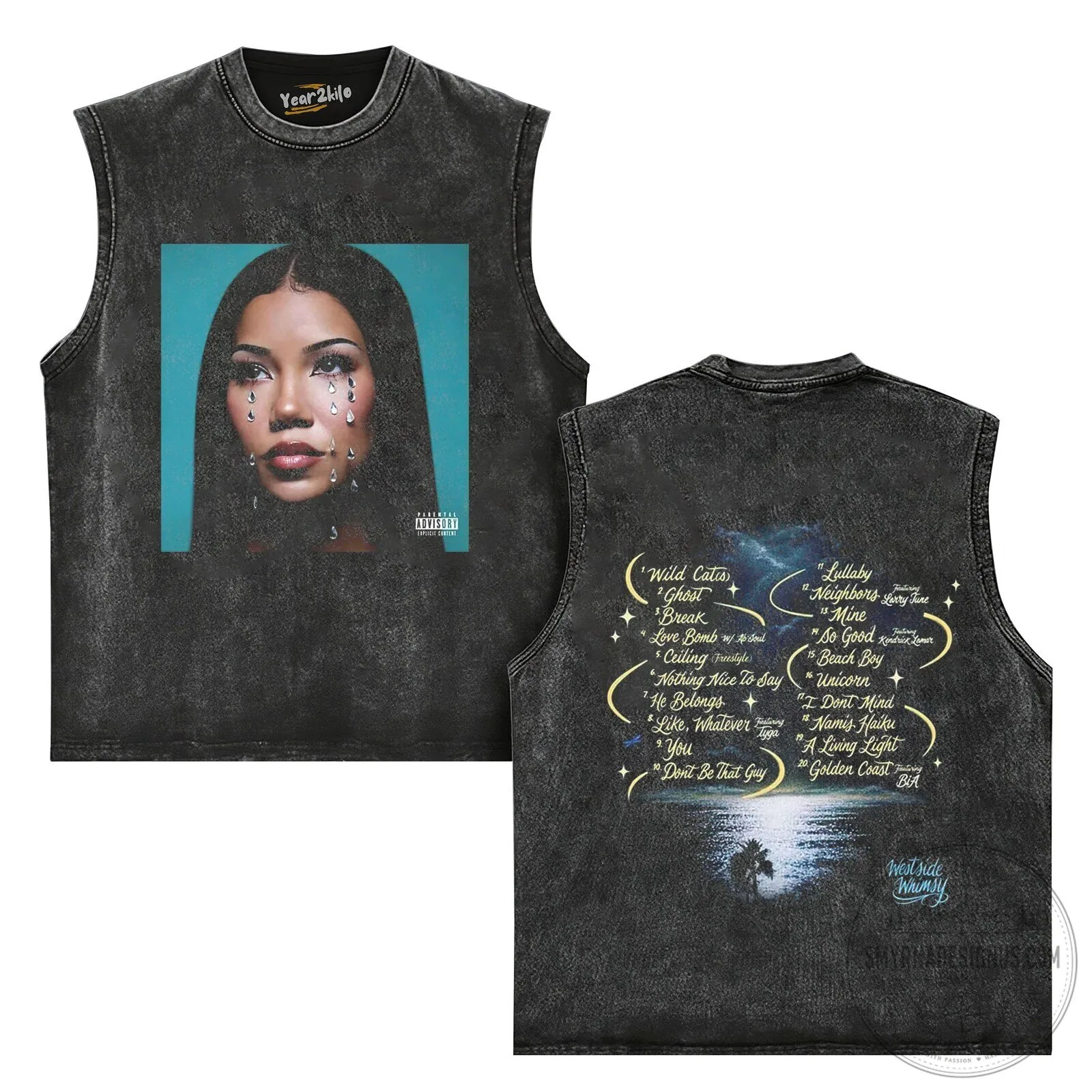 Jhene Aiko Chilombo Album Cover Art Black Washed T-Shirt 7 Jhene Aiko Chilombo Album Cover Art Black Washed T-Shirt