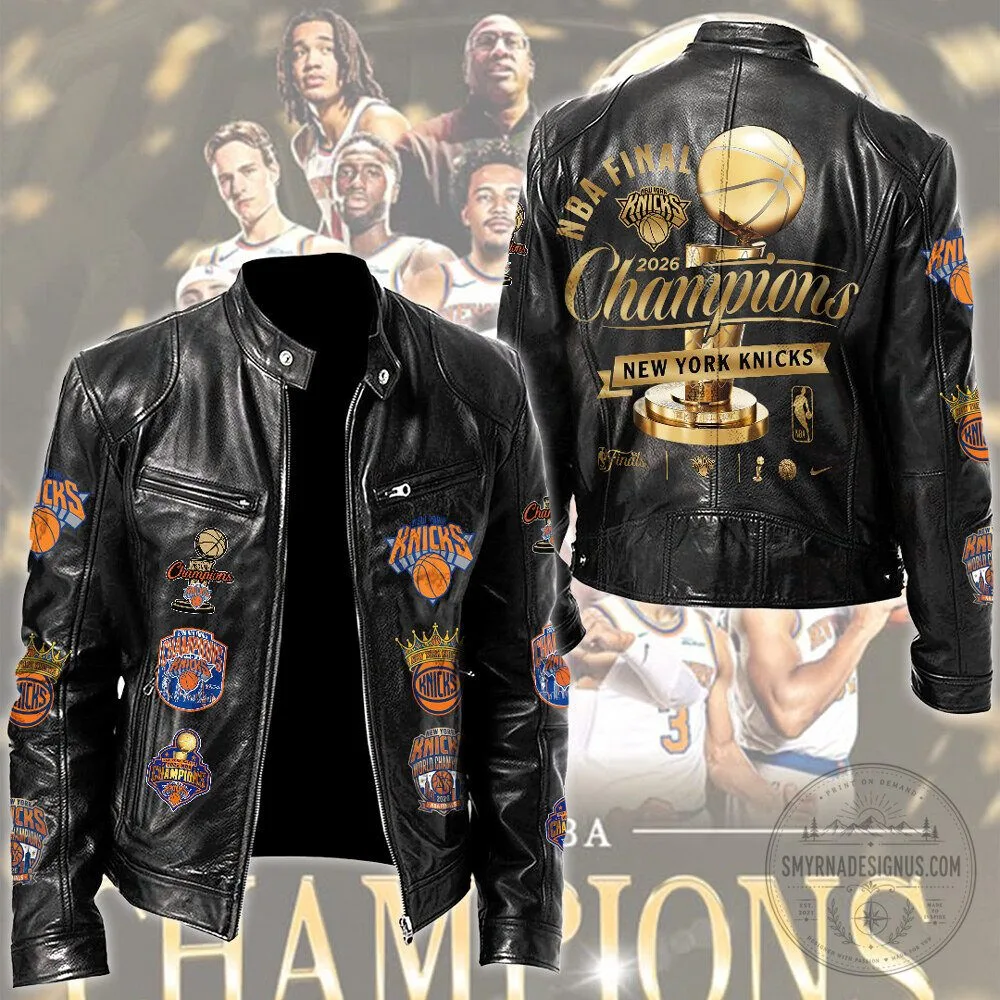 New York Knicks NBA Finals Champions Black Leather Jacket