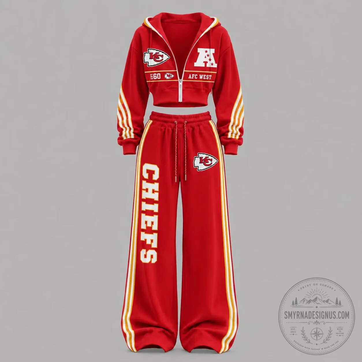 Kansas City Chiefs Women's Red Cropped Hoodie and Sweatpants Set