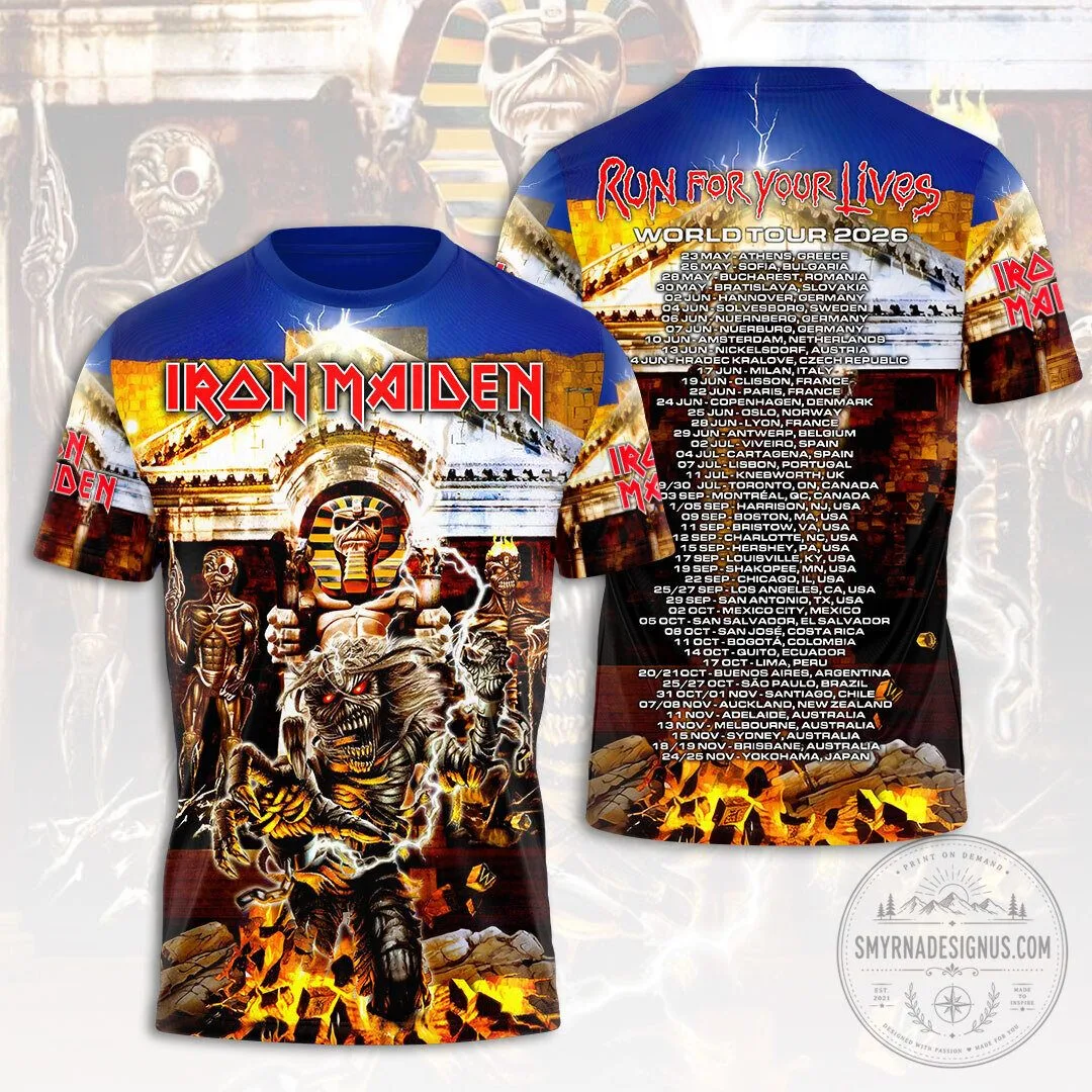 2026 World Tour Graphic T-Shirt for Iron Maiden's Run For Your Lives Concert