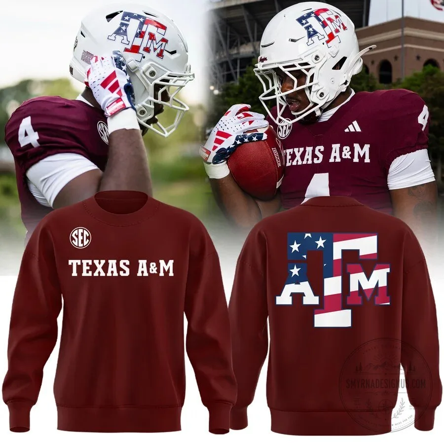 Texas A&M Aggies Football Team SEC Logo Maroon Crewneck Sweatshirt