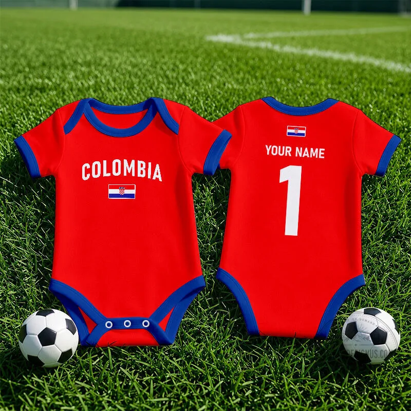 Colombia Football Team Baby Romper Custom Name And Number World Cup Soccer