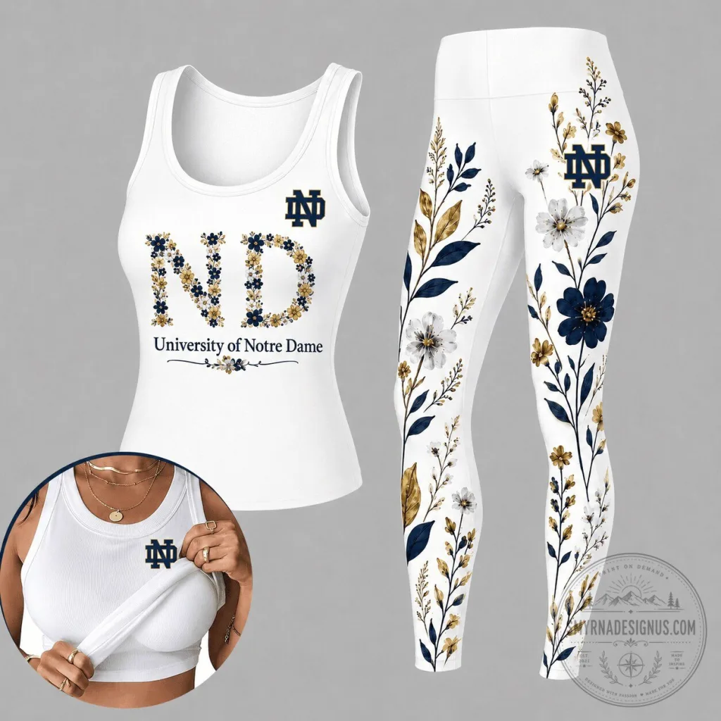 University of Notre Dame Fighting Irish Floral Built-in-Bra Tank Top and Leggings Set University of Notre Dame Fighting Irish Floral Built-in-Bra Tank Top and Leggings Set