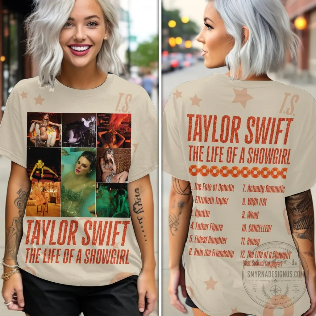 Taylor Swift The Life of a Showgirl Album Cover Graphic T-Shirt 45 Taylor Swift The Life of a Showgirl Album Cover Graphic T-Shirt