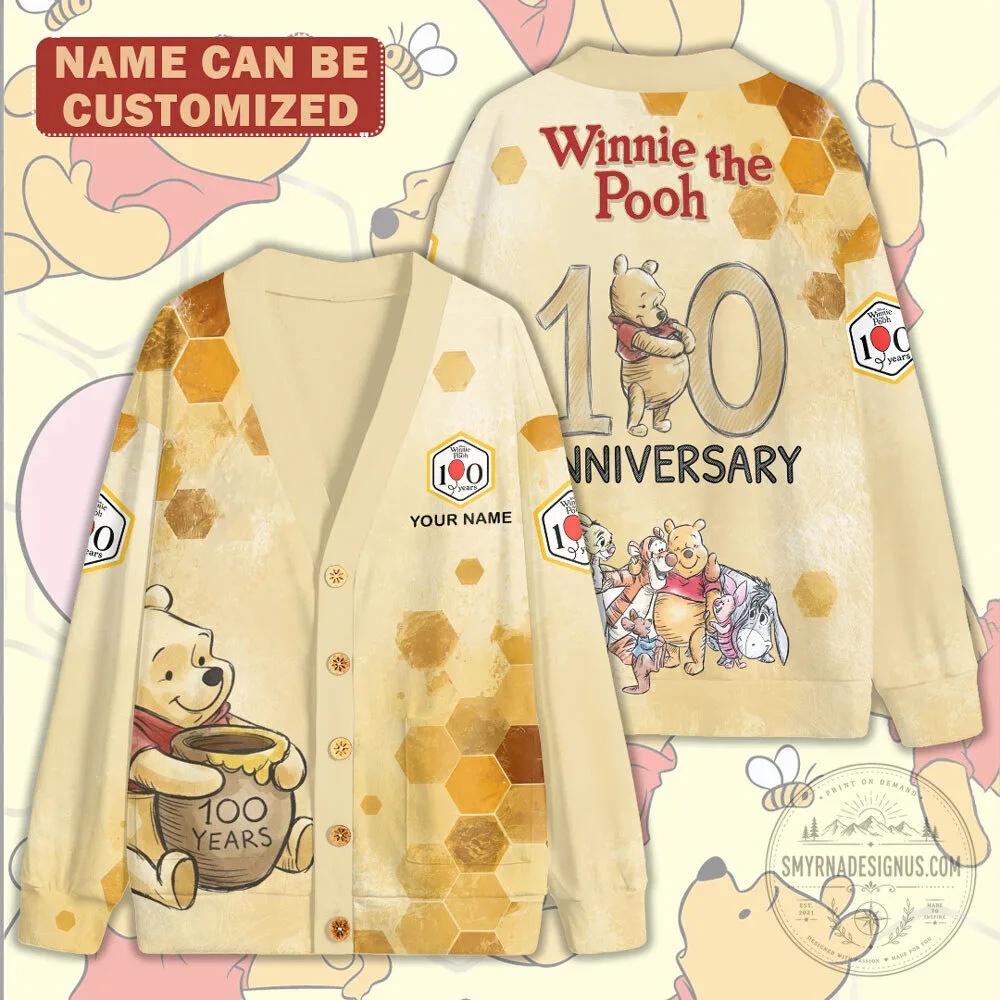 Winnie the Pooh 100th Anniversary Honeycomb Personalized V-Neck Cardigan