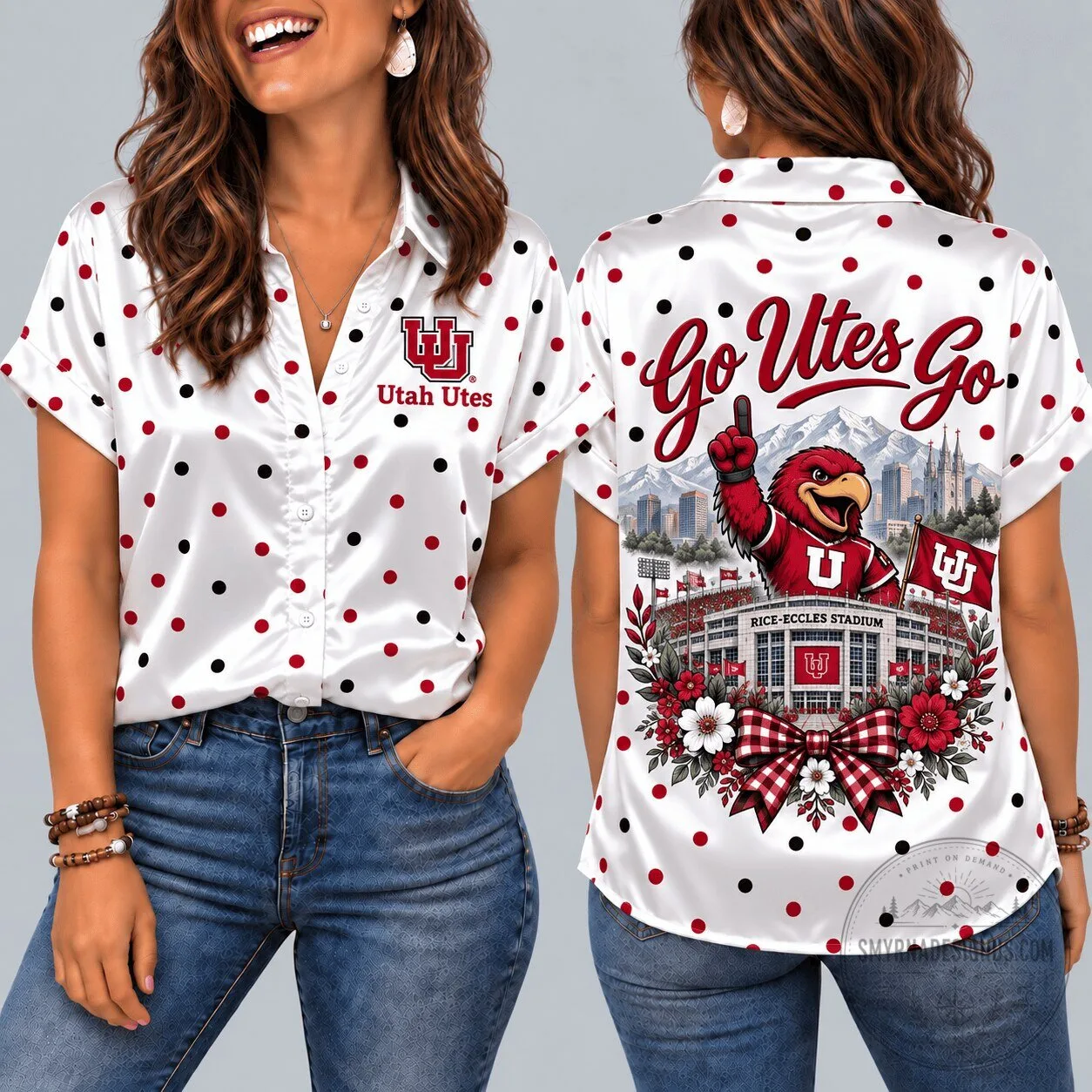 Utah Utes Mascot Go Utes Go Rice-Eccles Stadium Hawaiian Shirt