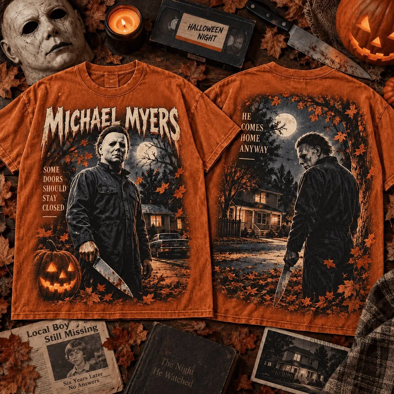Michael Myers Halloween Night He Comes Home Anyway Horror T-Shirt
