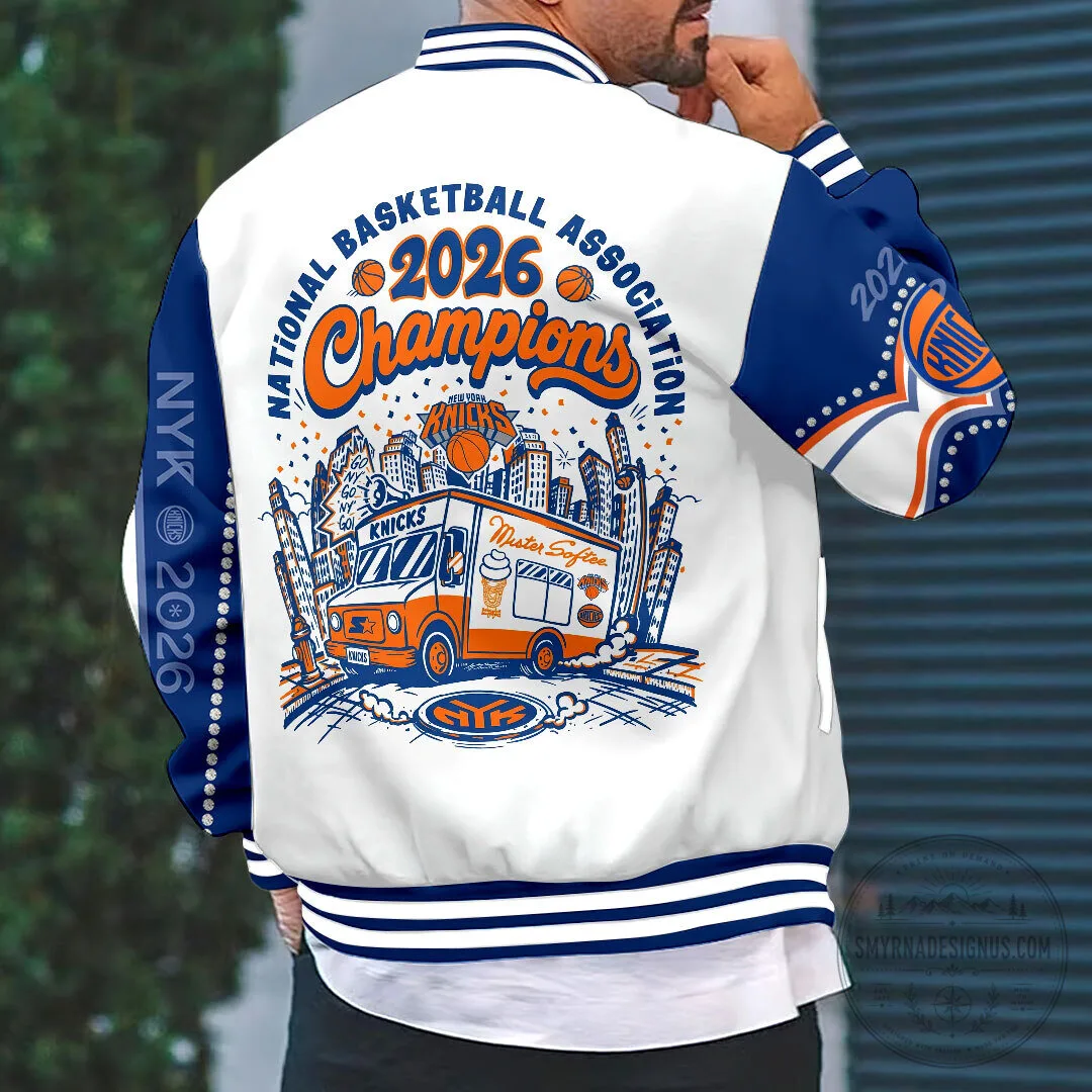 2026 NBA Finals Champions Varsity Jacket - New York Knicks Collection 5 2026 NBA Finals Champions Varsity Jacket - New York Knicks Collection
