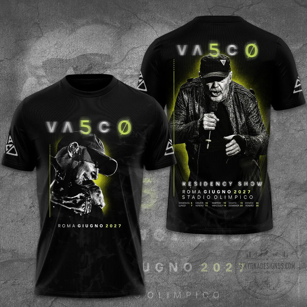 Vasco Rossi Residency Show Roma Giugno 2027 Concert Black T-Shirt