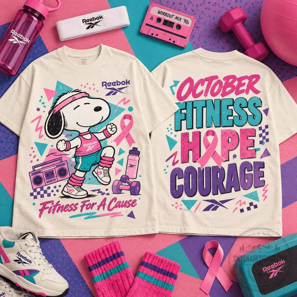 Snoopy Reebok Breast Cancer Awareness Fitness Hope Courage T-Shirt Snoopy Reebok Breast Cancer Awareness Fitness Hope Courage T-Shirt