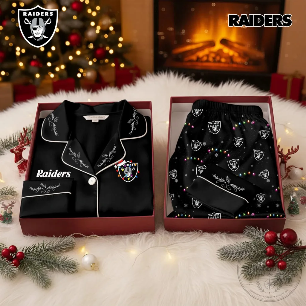 Las Vegas Raiders NFL Christmas Holiday Pajamas Set Las Vegas Raiders NFL Christmas Holiday Pajamas Set