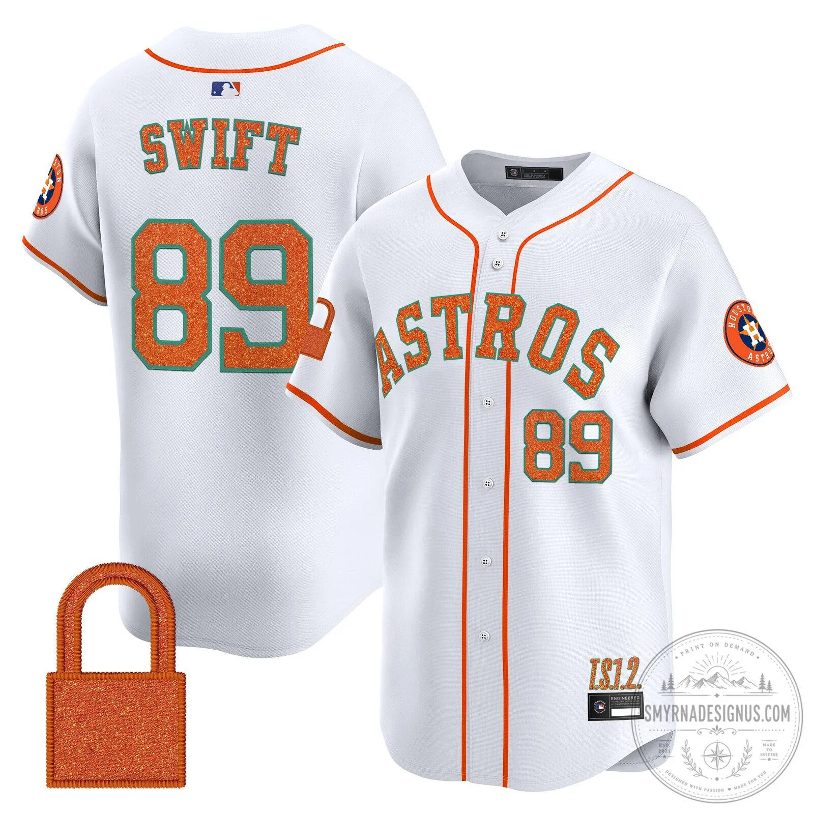 Taylor Swift Houston Astros Baseball Jersey - White Number 89 Swiftie Fan Apparel