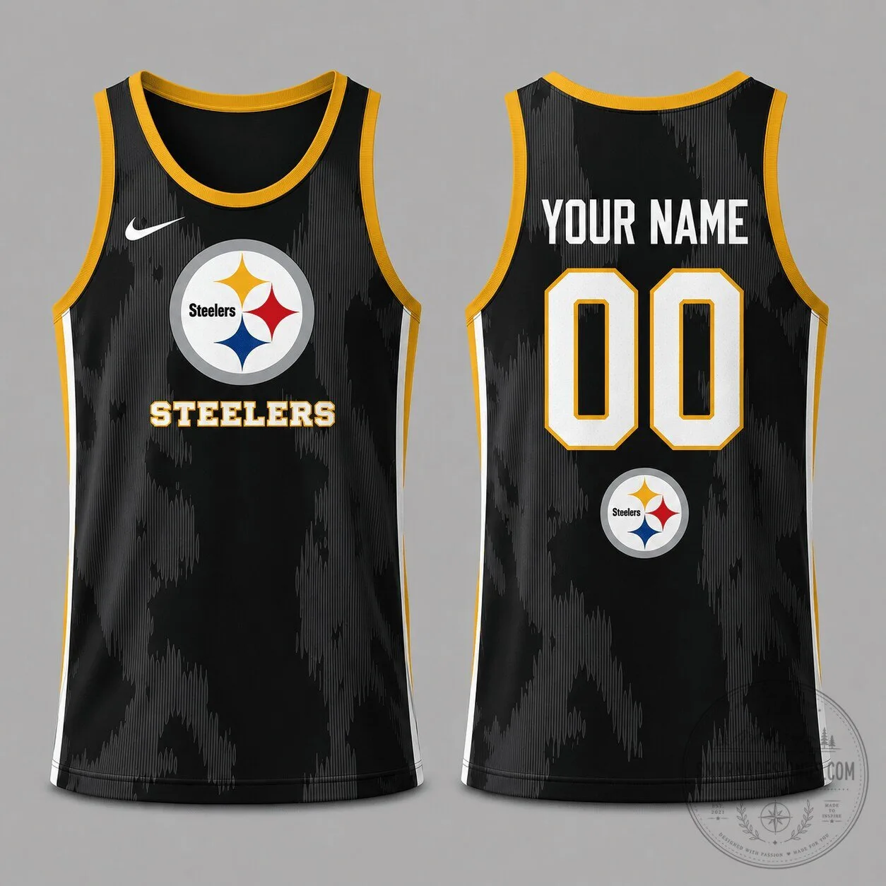 Pittsburgh Steelers Personalized Black and Gold Football Team Tank Top