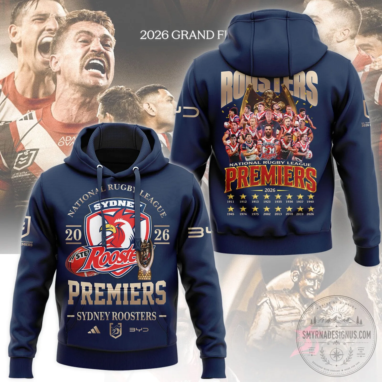 Sydney Roosters National Rugby League Premiers 2026 Champions Hoodie
