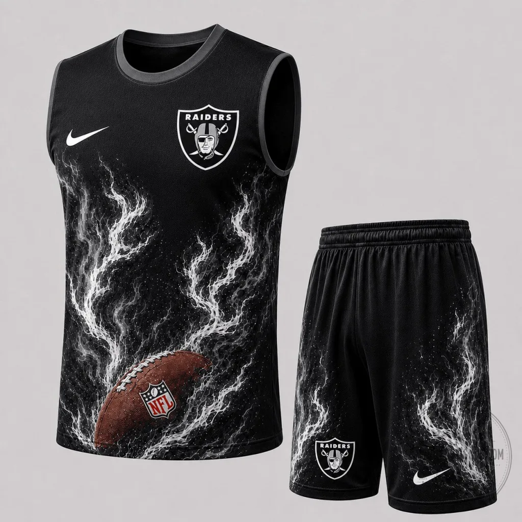 Las Vegas Raiders NFL Football Flame Tank Top and Shorts Set Las Vegas Raiders NFL Football Flame Tank Top and Shorts Set
