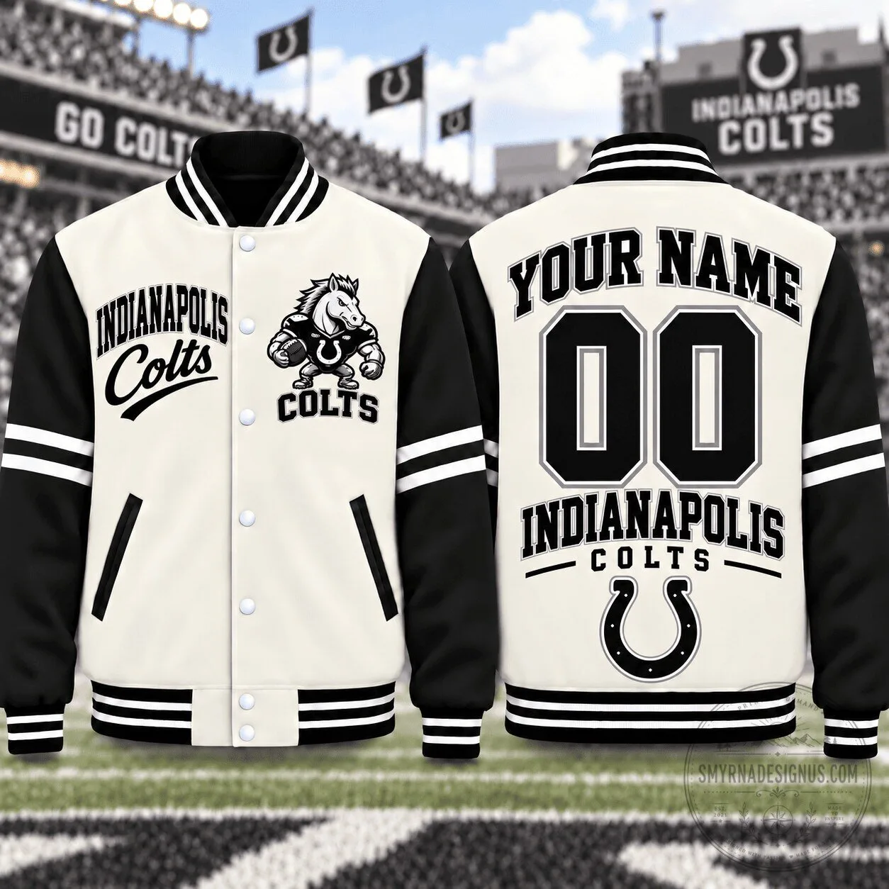 Indianapolis Colts Personalized Name and Number Varsity Jacket