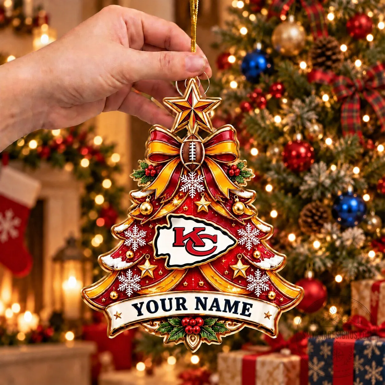 Kansas City Chiefs Christmas Tree Ornament Personalized Custom Name Holiday Decor