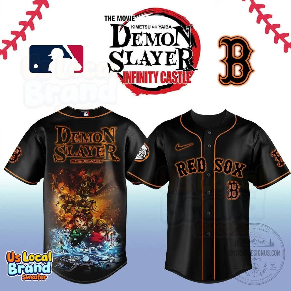 Boston Red Sox Demon Slayer Infinity Castle Baseball Jersey