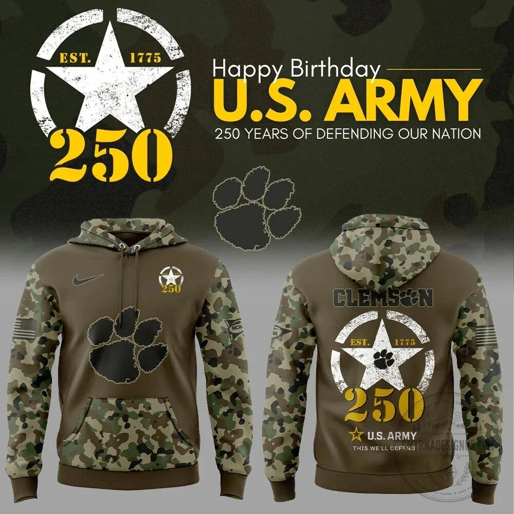 Clemson Tigers 250th Anniversary United States Army Camouflage Hoodie