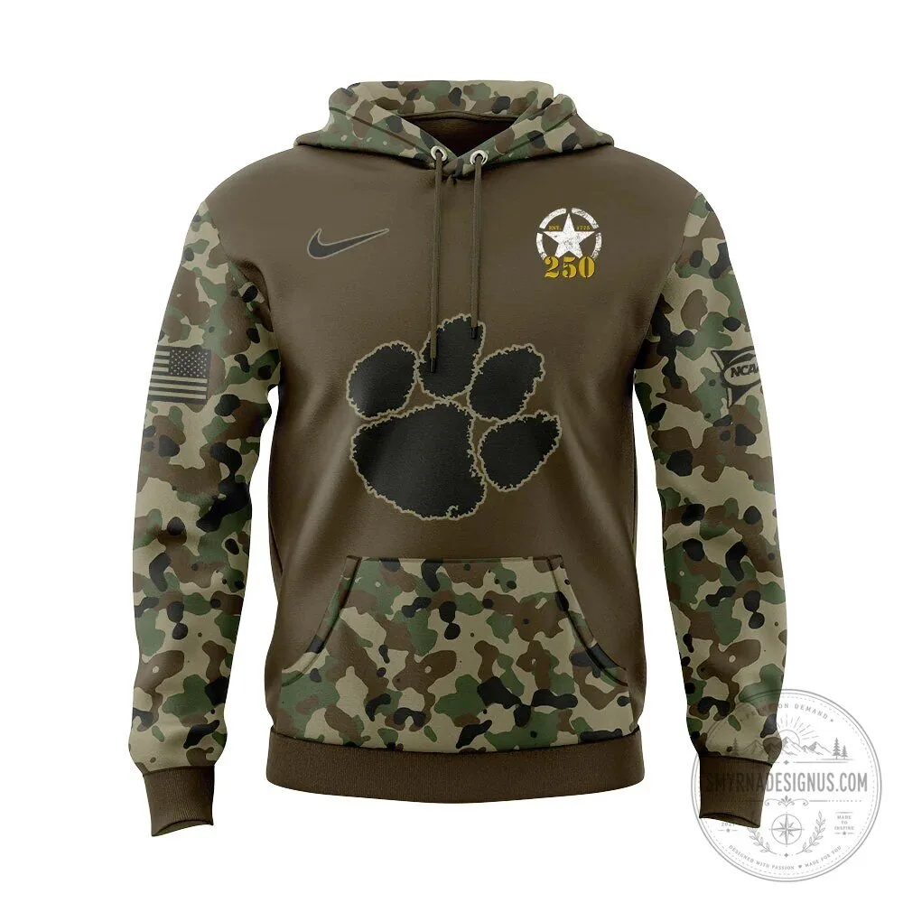 Clemson Tigers 250th Anniversary United States Army Camouflage Hoodie 6 Clemson Tigers 250th Anniversary United States Army Camouflage Hoodie