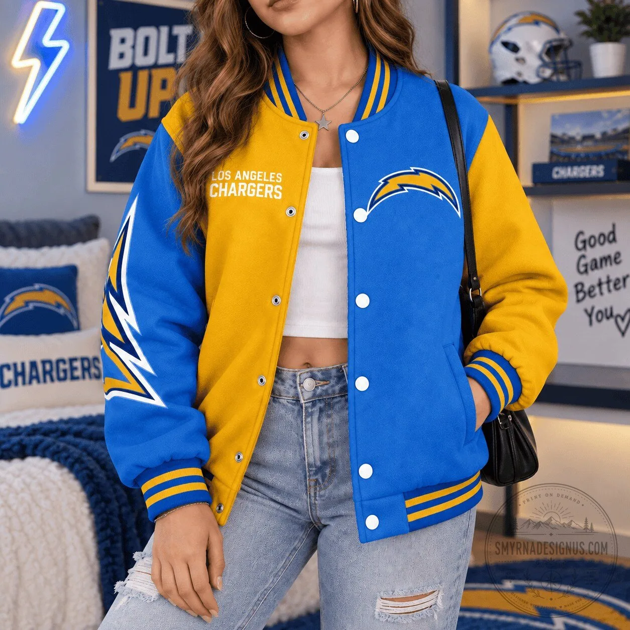 NFL Team Legacy Game Day Bomber Jacket for Los Angeles Chargers 1 NFL Team Legacy Game Day Bomber Jacket for Los Angeles Chargers