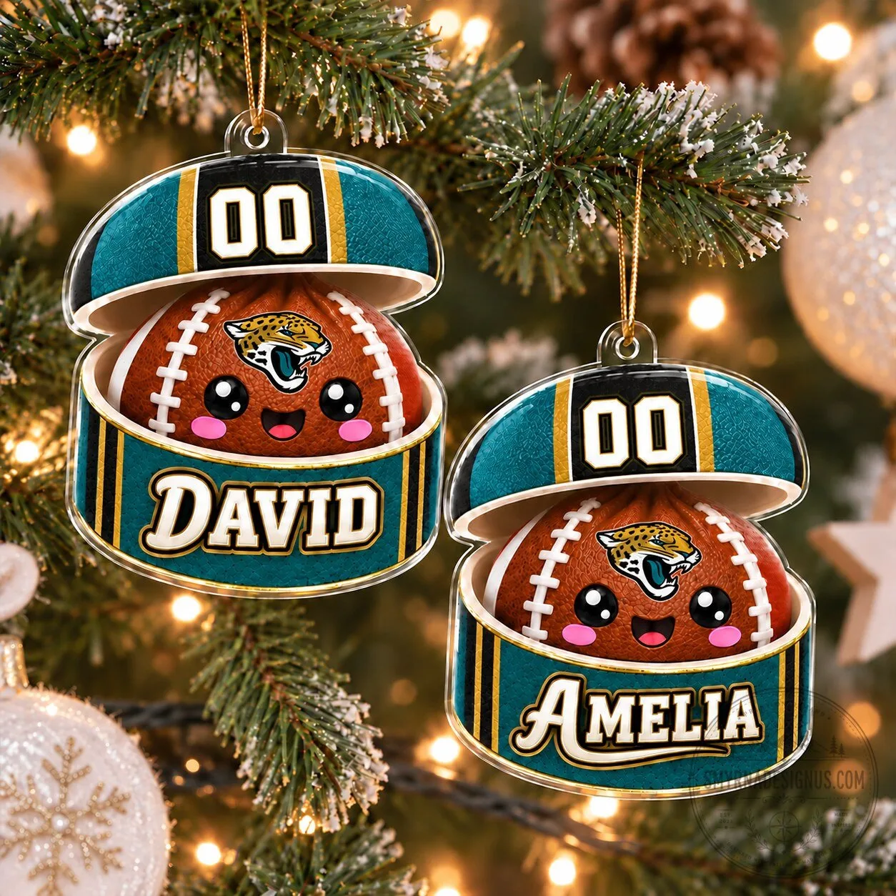 Jacksonville Jaguars Football Helmet Custom Name Christmas Ornament