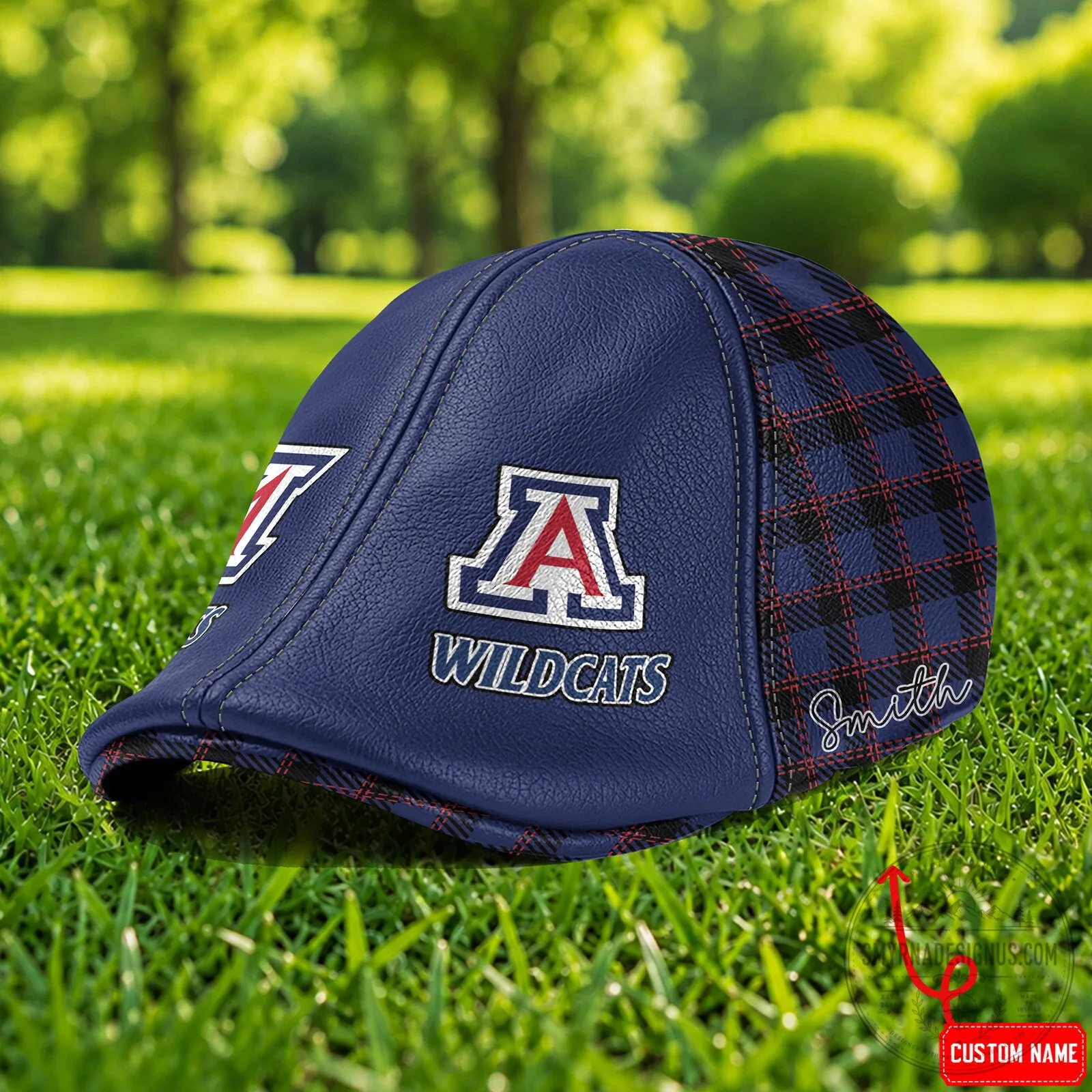 Arizona Wildcats NCAA Custom Name Flat Cap, Personalized Ivy Golf Hat