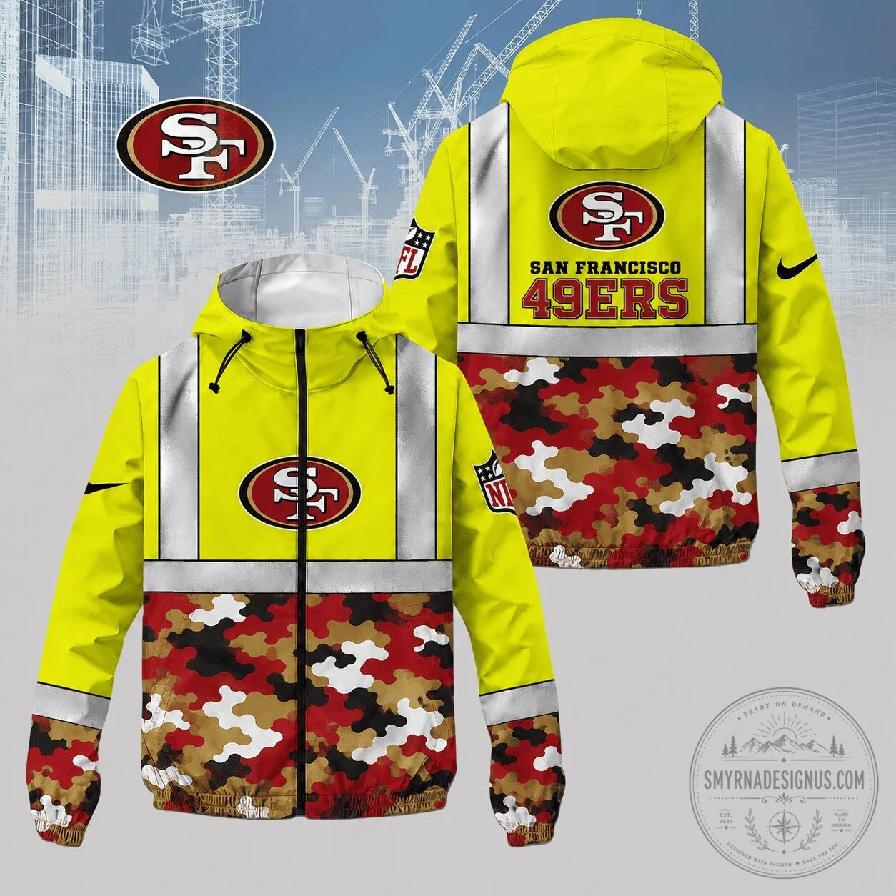 San Francisco 49ers Reflective Camouflage Windbreaker Jacket 1 San Francisco 49ers Reflective Camouflage Windbreaker Jacket