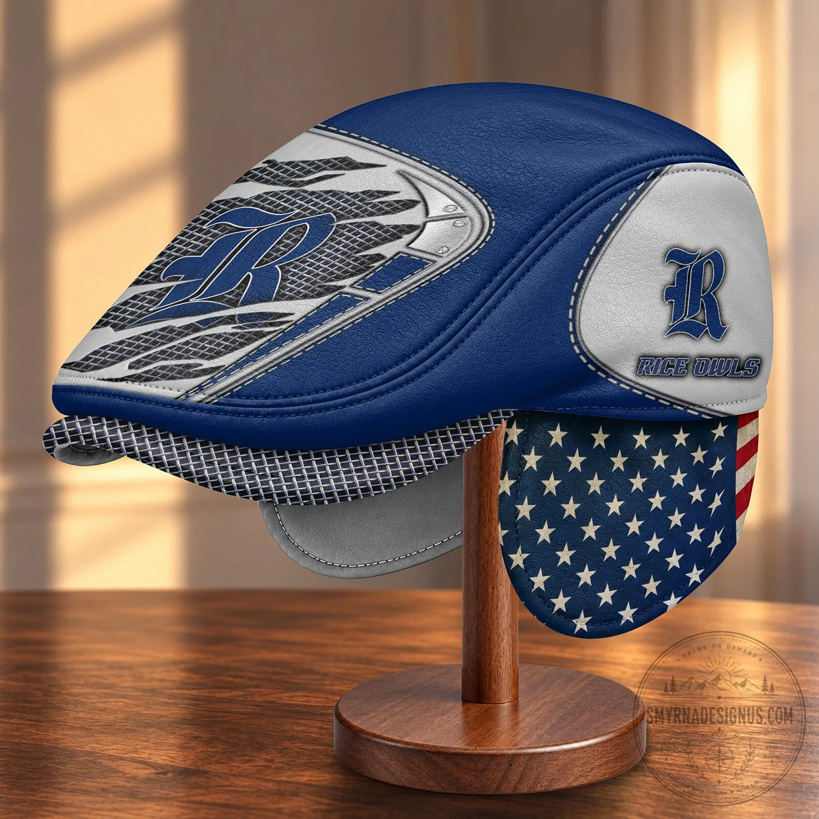 Rice Owls NCAA Flat Cap with Foldable Ear Flaps