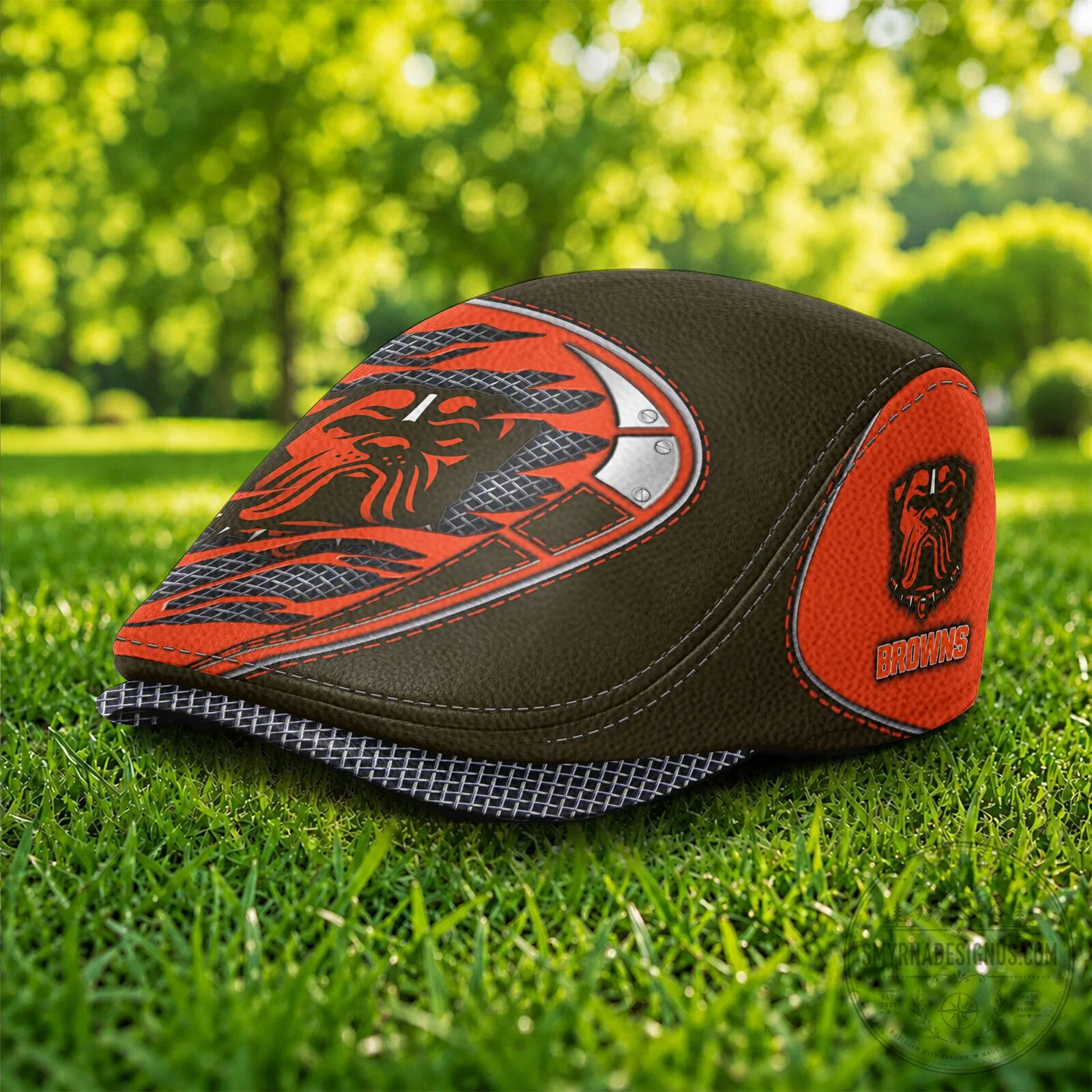 Cleveland Browns Football Team Bulldog Logo Flat Cap Hat