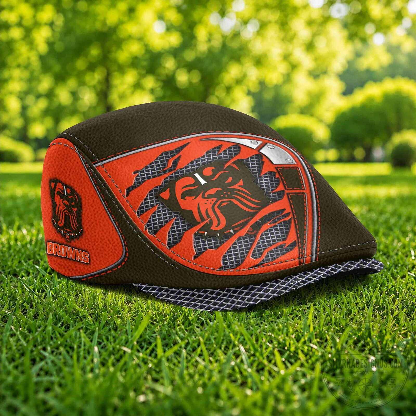 Cleveland Browns Football Team Bulldog Logo Flat Cap Hat 5 Cleveland Browns Football Team Bulldog Logo Flat Cap Hat