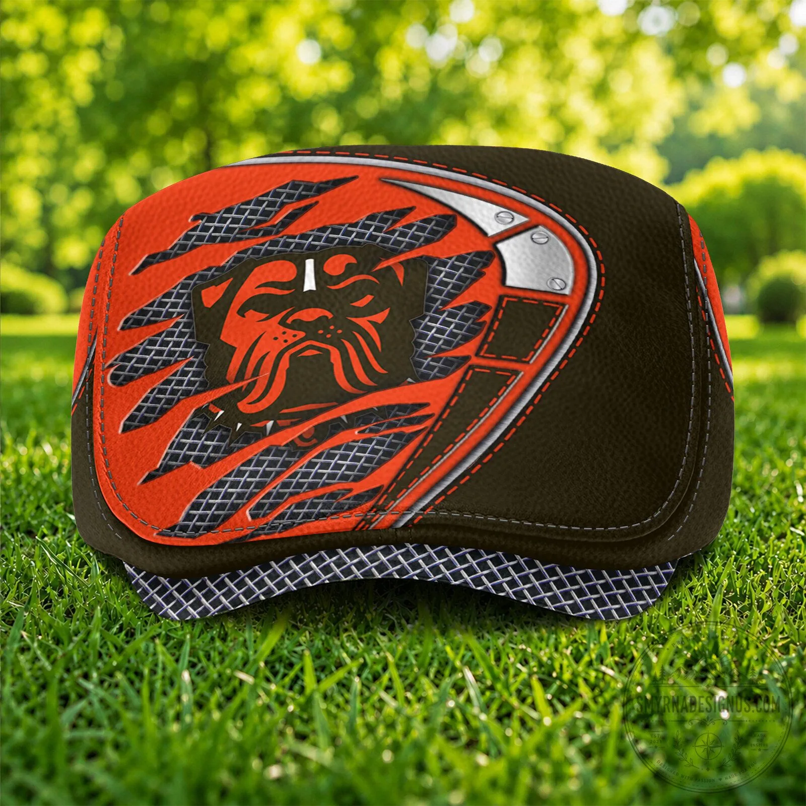 Cleveland Browns Football Team Bulldog Logo Flat Cap Hat 6 Cleveland Browns Football Team Bulldog Logo Flat Cap Hat