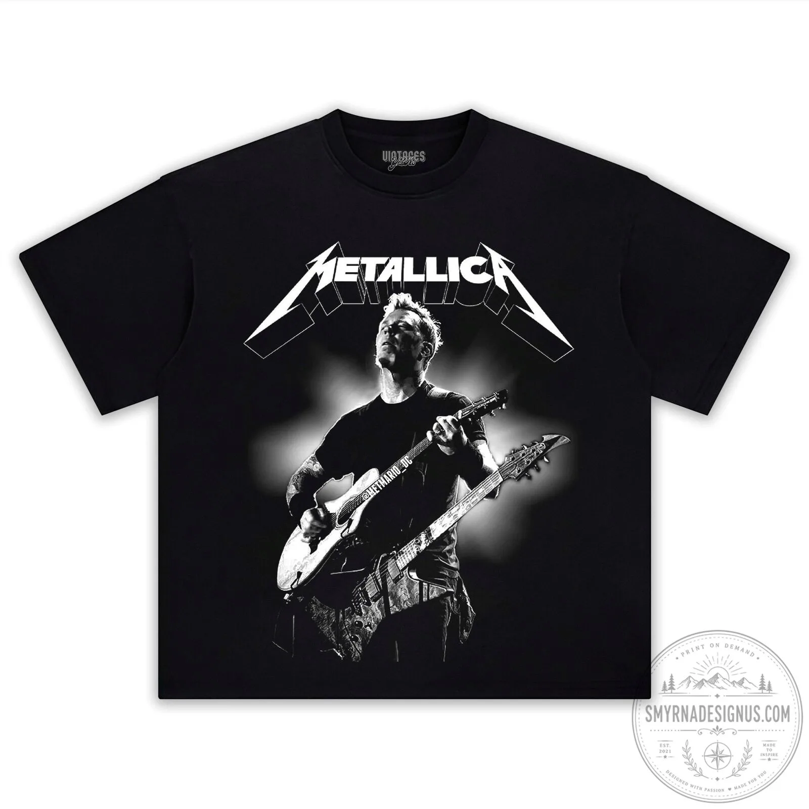 James Hetfield Metallica Guitarist Concert Black Graphic T-Shirt
