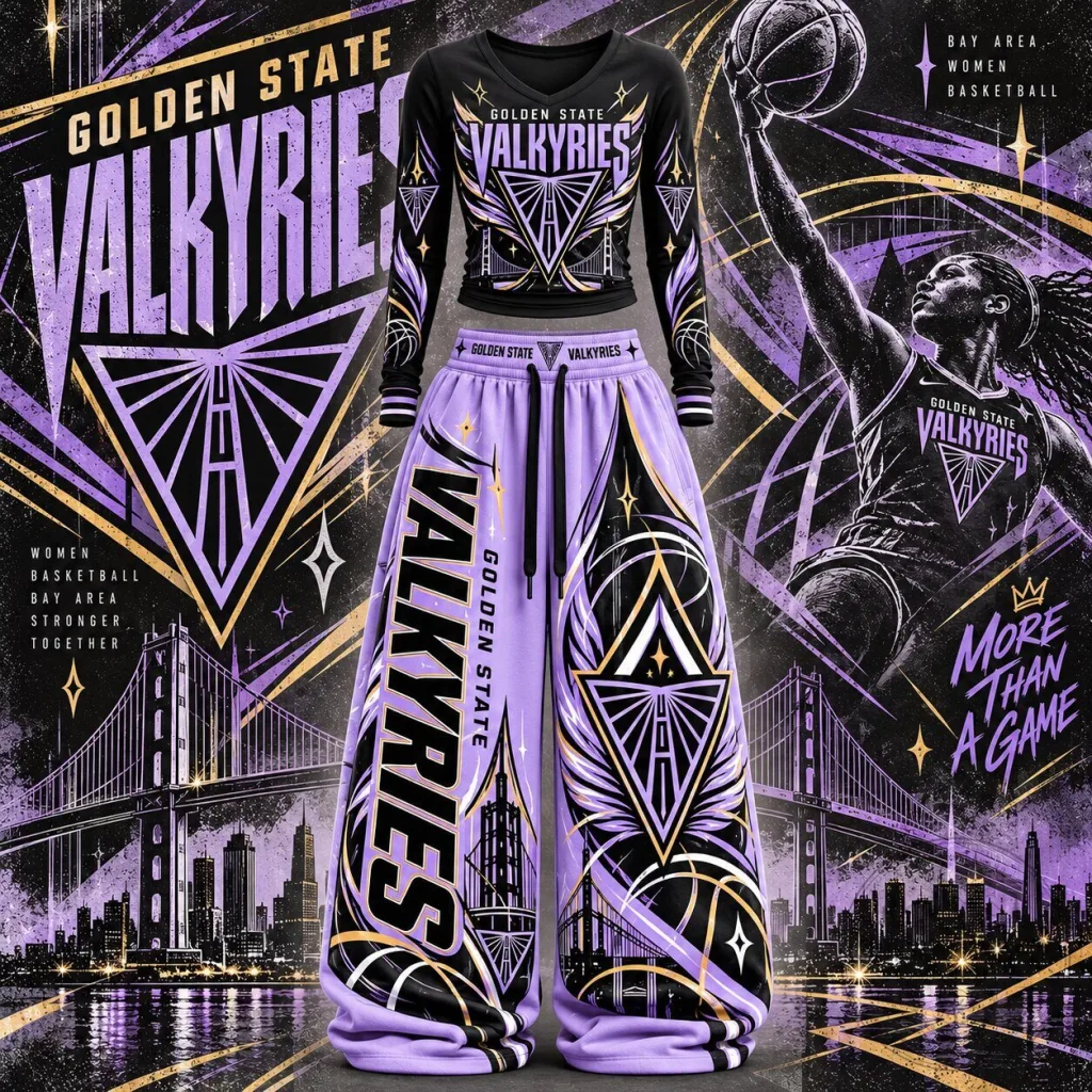 Golden State Valkyries Women's Basketball Long-Sleeve Crop Top and Pants Set Golden State Valkyries Women's Basketball Long-Sleeve Crop Top and Pants Set