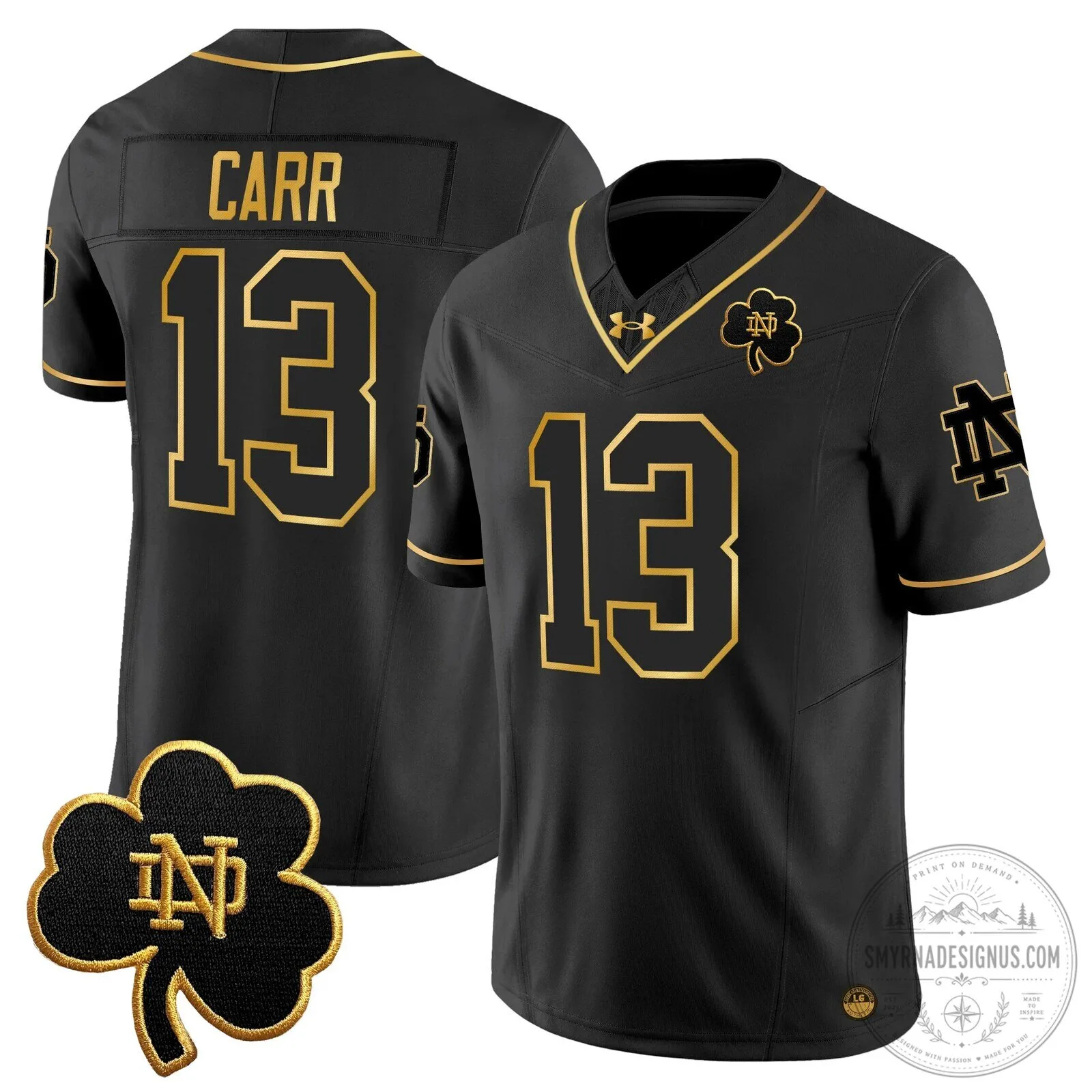 Notre Dame Fighting Irish Black Gold Football Jersey