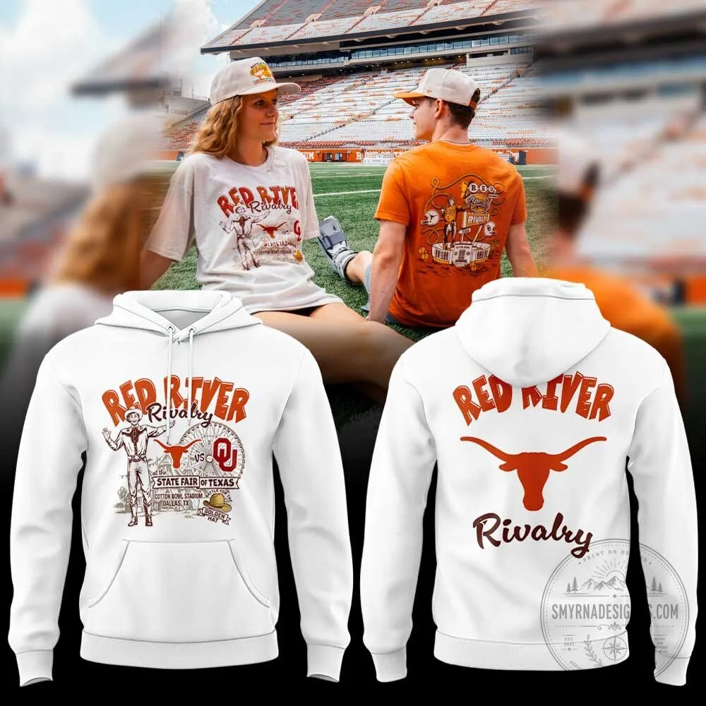 Texas Longhorns Red River Rivalry Football Game Day White Hoodie