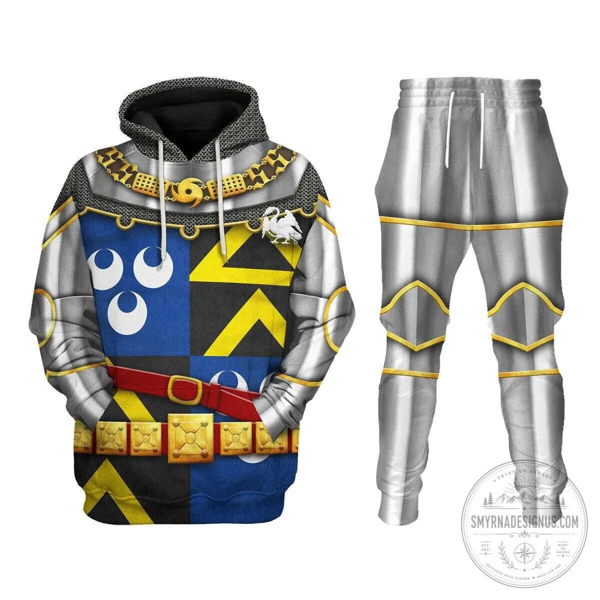 Medieval Knight Armor Costume Full Print Pullover Hoodie Sweatshirt