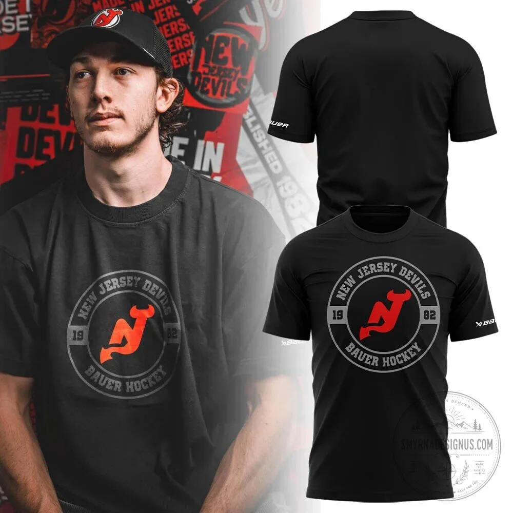 New Jersey Devils Bauer Hockey 1982 Logo Black Short Sleeve T-Shirt 3 New Jersey Devils Bauer Hockey 1982 Logo Black Short Sleeve T-Shirt