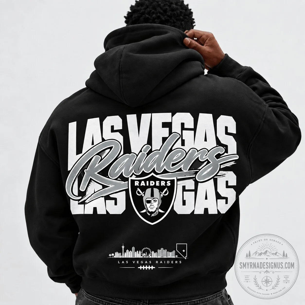 Las Vegas Raiders National Football League Hometown Skyline Streetwear Fan Hoodie