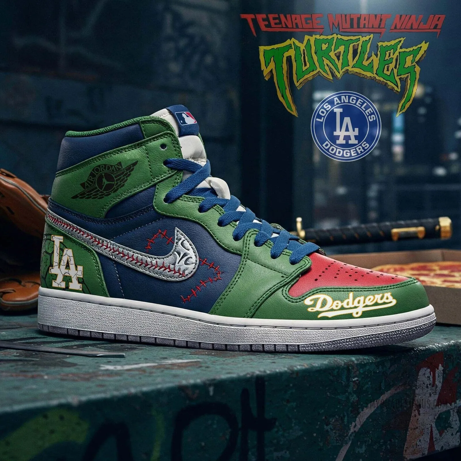 Teenage Mutant Ninja Turtles Los Angeles Dodgers Air Jordan High-Top Sneakers