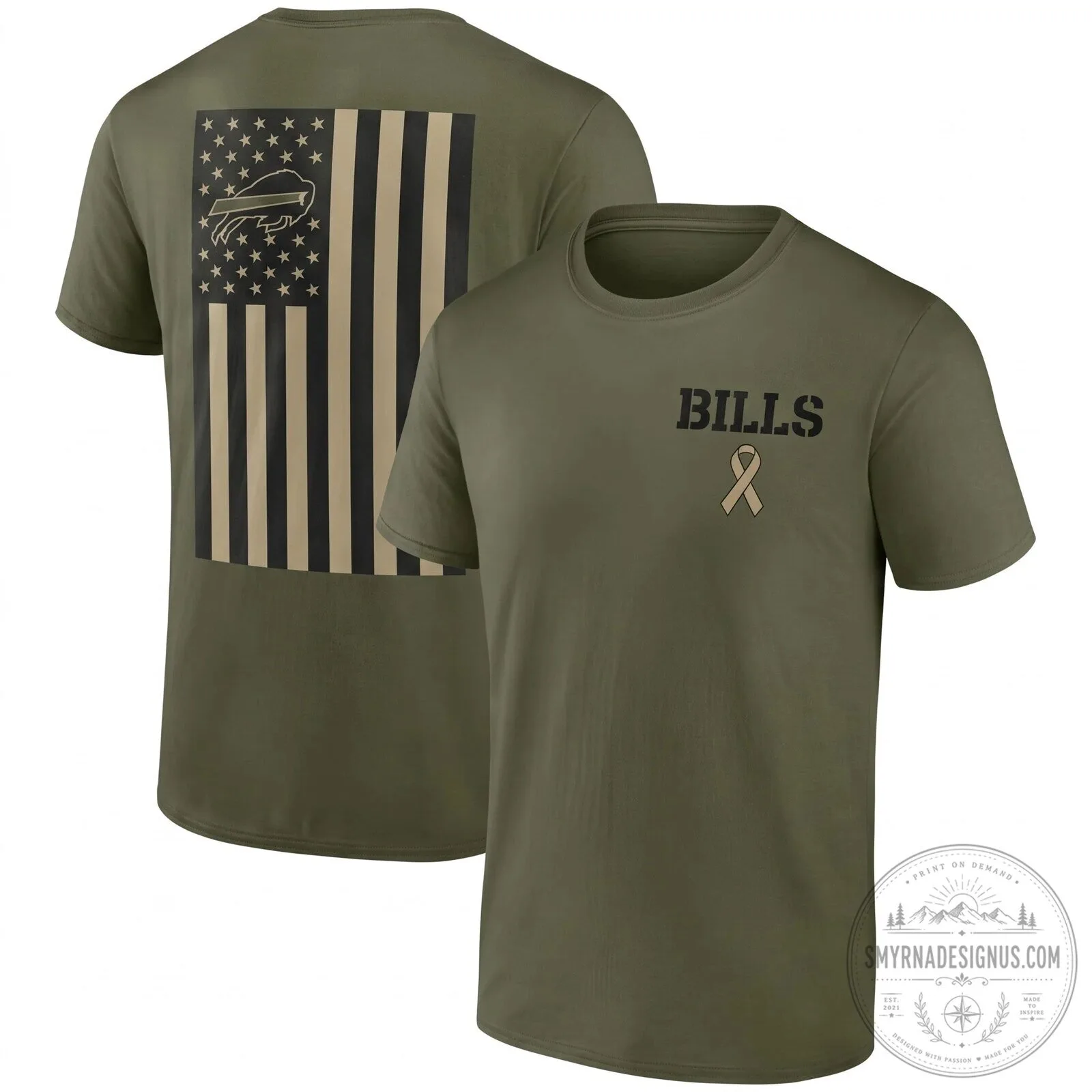 Buffalo Bills Salute To Service Military Camouflage Flag T-Shirt