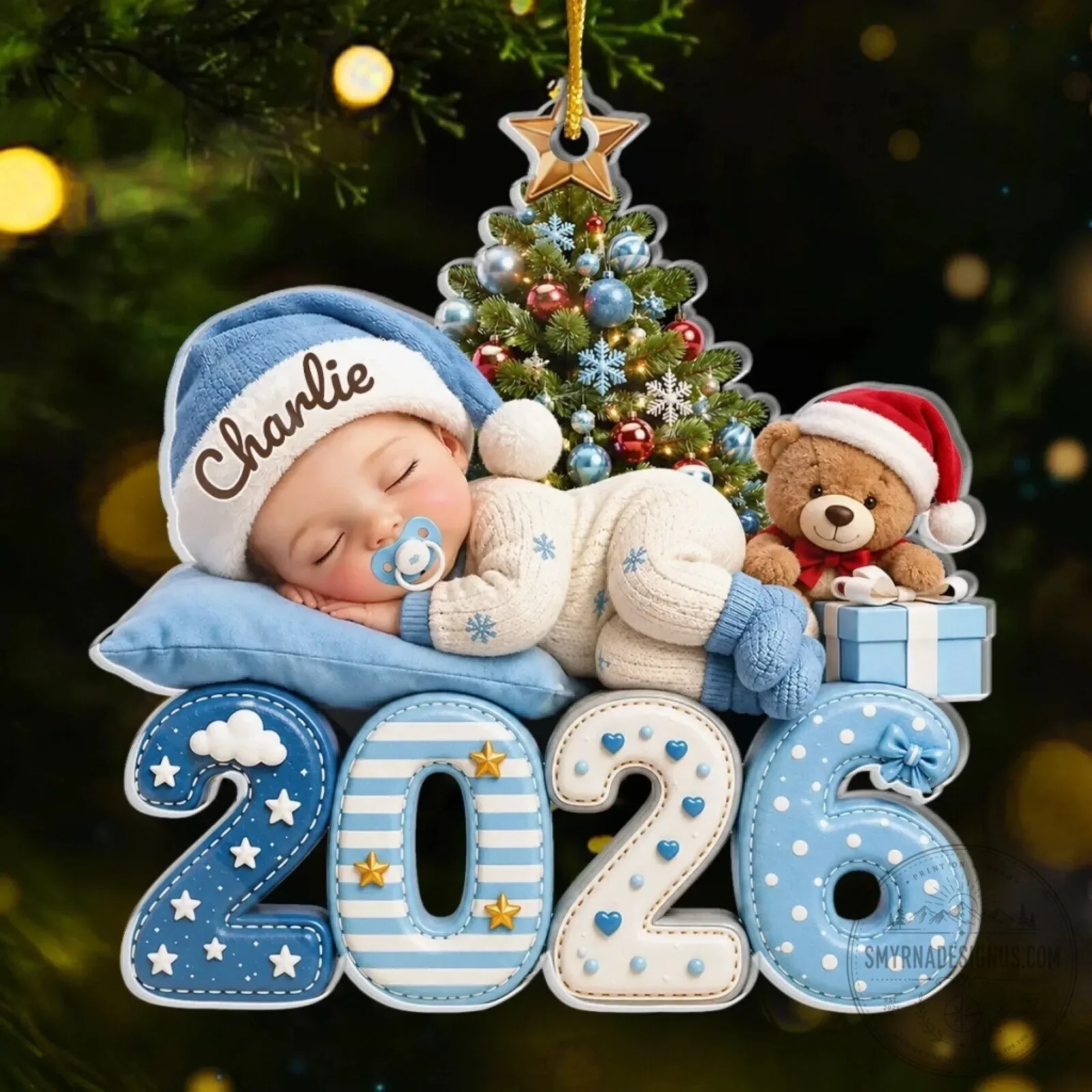 Baby First Christmas 2026 Personalized Photo Acrylic Ornament